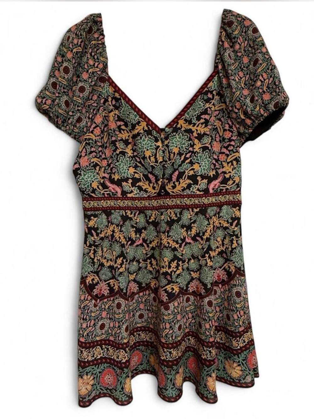 Alice + Olivia-Dana Puff Sleeve Mini Dress featuring a vibrant multicolor floral